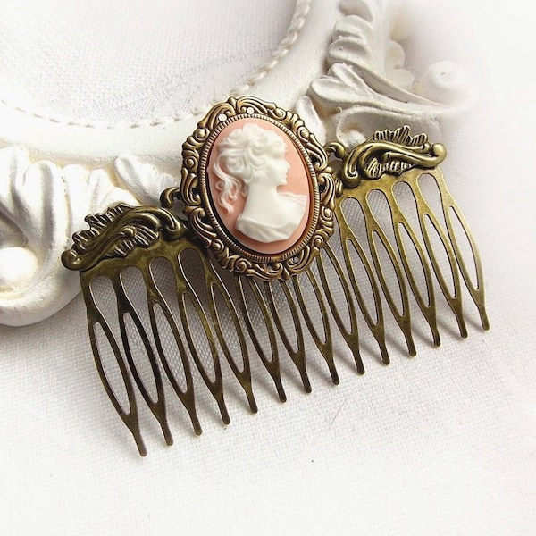 Vintage cameo comb - MORE CHOICES - gothic vintage renaissance hair comb baroque cameo hair comb cameo ornate antique gold comb accessories