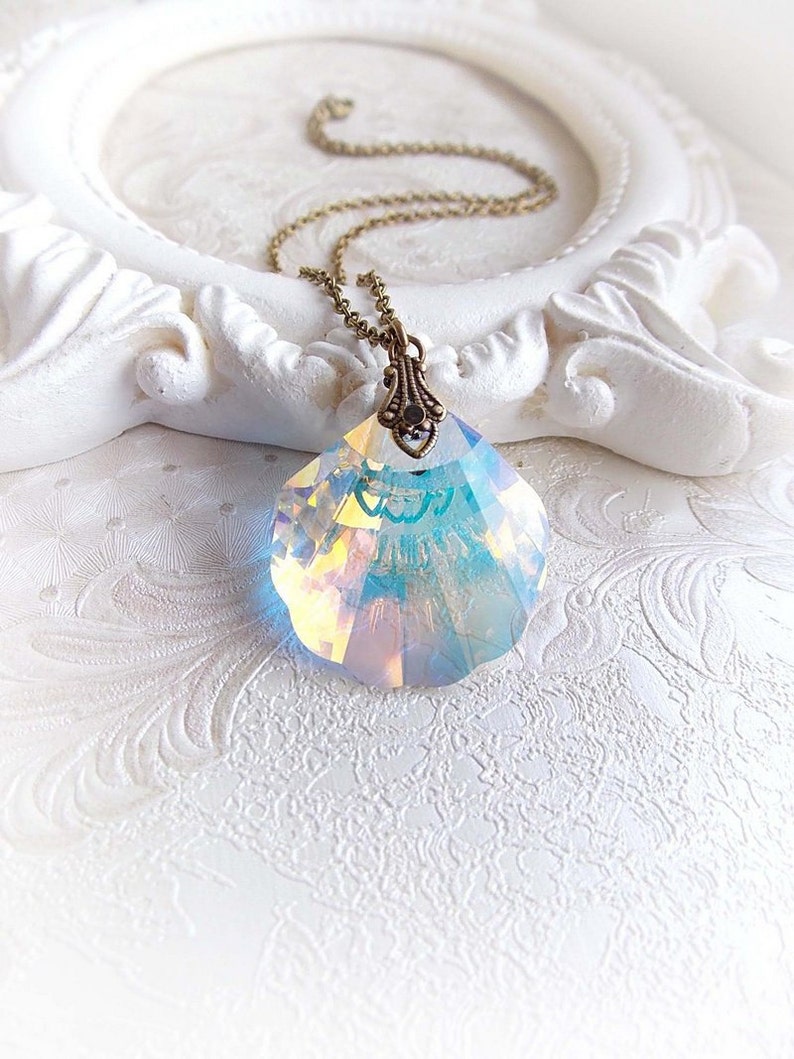 Aurora borealis crystal necklace mermaid siren necklace mermaid jewelry beach ocean jewelry sea neklace bridal bridesmaid gift jewellery image 3