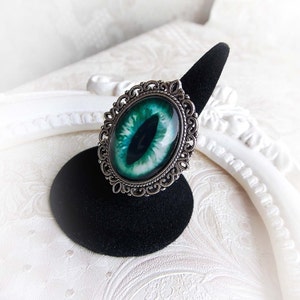 Katzenauge Ring - MORE CHOICES - gothic Halloween Ring Drachenauge Ring grünes Katzenauge Drachenauge Schmuck mystisch rotes Auge verziehren filigranen Ring