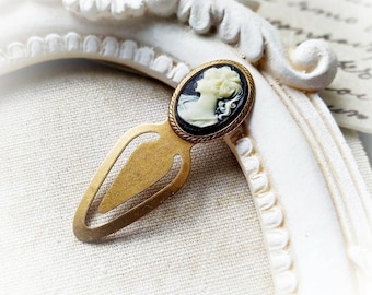 Victorian Cameo Bookmark: Gothic Antiqued Brass or Silver Reader Gift