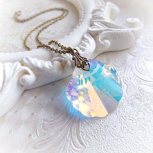 Aurora Borealis Crystal Necklace: Mermaid Siren Jewelry