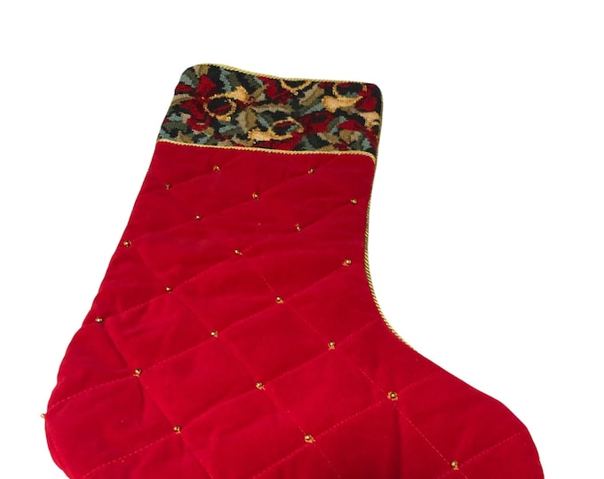 Old Fashioned Vintage Christmas Stocking with French Horns