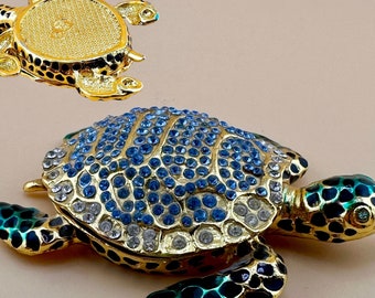 Bejeweled Enameled & Crystal Loggerhead Sea Turtle Trinket Box Bejeweled Enameled & Crystal Loggerhead Sea Turtle Trinket Box