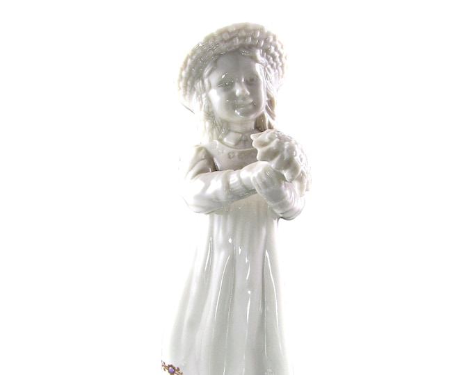 Vintage China Flower Girl Figurine: 7" Ceramic Wedding Decor