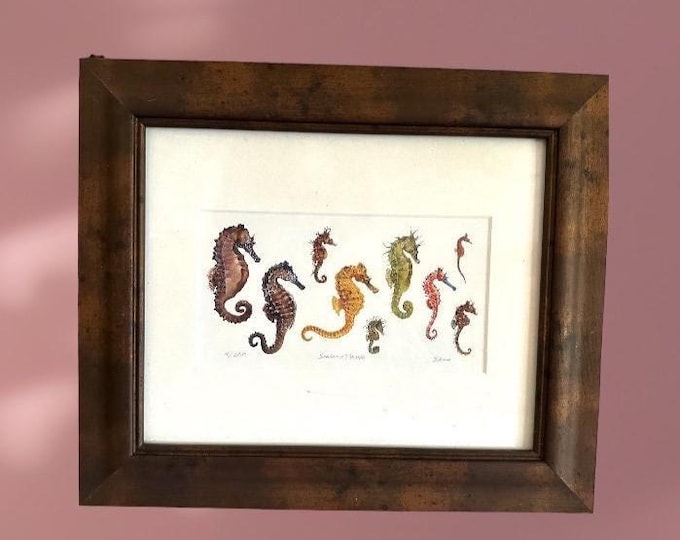 Sea Horse Picture Wall Art Print | Framed Seahorse Living Room  Decoration | Giclee Beach House
