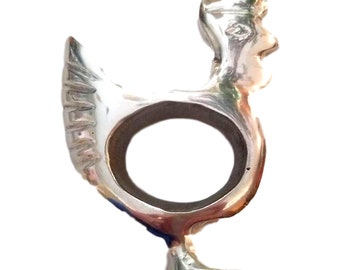 Vintage Aluminum Metal Chicken Napkin Rings Set of 4