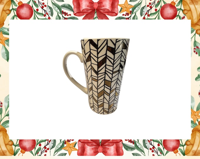 Starbucks Travel Tumbler Gold Geometric Design 14 oz Coffee Cup | Modern Mug