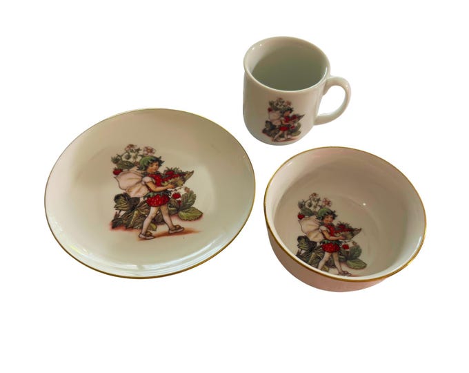 Reutter Porzellan Strawberry Flower Fairy Porcelain Set 3 Pieces