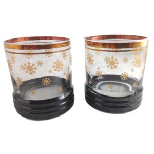 Mid Century Glasses | Whiskey Rocks Glass Set 2 | Cocktail Glasses | Bar Glasses