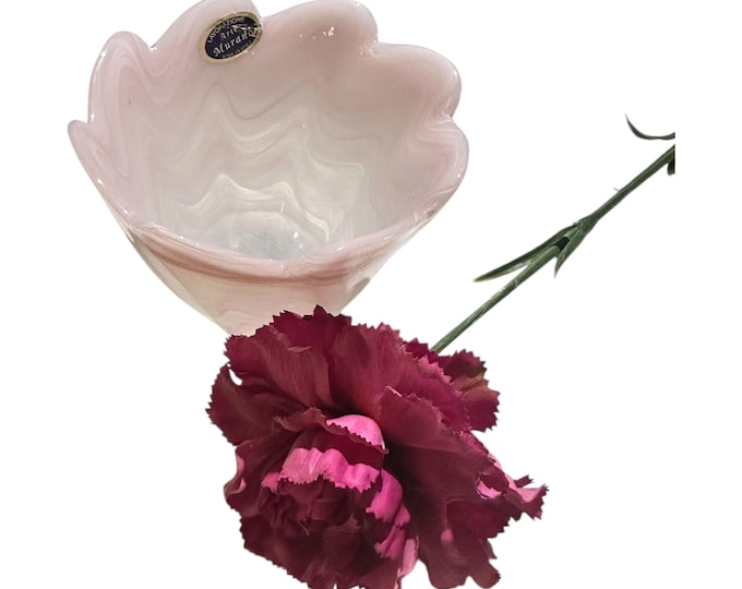 Lavorazione Arte Glass Murano Pink Swirl Glass Vase Italian Venetian Gift For Her