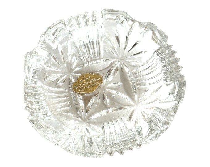 Shimmering Bleikristall Ashtray German Clear Cut Glass Crystal for Collectors & Home Decor