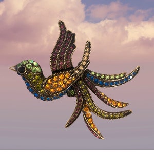 Cute Bird Rhinestone Brooch Vintage Pin Gift For Bird Lover