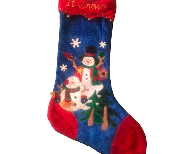 Jumbo Christmas Stocking: 30" Vintage Snowman Holiday Decor