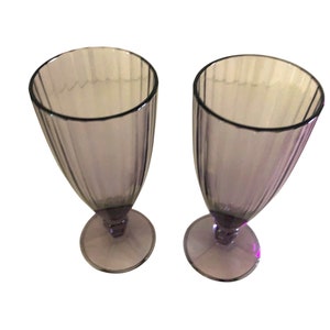 CRISTAL D&#39;ARQUES Footed Amethyst Milkshake Glass Tumblers