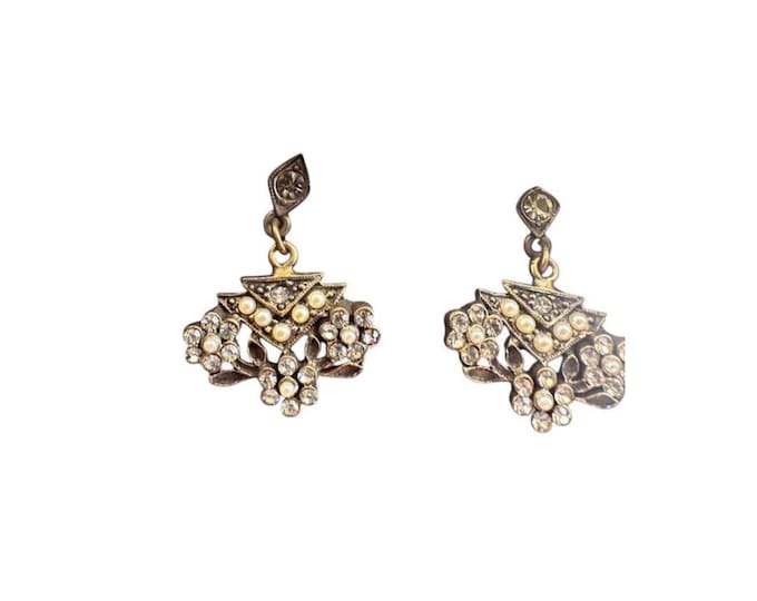Vintage Deco Seed Pearl Earrings: 1920s Style Pierced Jewelry