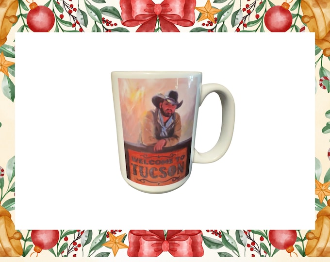 Cowboy Welcome to Tucson Ceramic Coffee Mug | Large Arizona Souvenir, Southwestern
