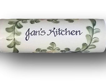 Vintage Rolling Pin | Blue Stoneware | Louisville Glazed Stoneware Personalized | Gift For Jan