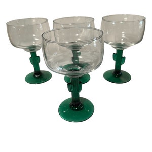 サボテングラス | Libbey サグアロ マルガリータ ゴブレット 4個セット | シンコ・デ・マヨにぴったりのヴィンテージ 南西部バーウェアとギフトアイデア