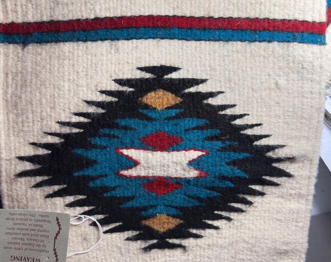 Zapotec Placemat from Oaxaca Mexico, Indigenous Tribal Art, Geometric Woven Table Mat