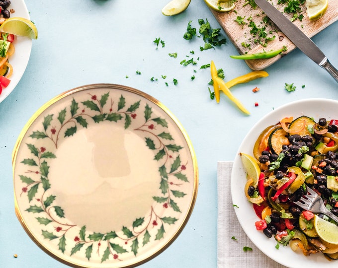Lenox Holiday Salad Plates (Set of 4): Christmas Holly Berry China
