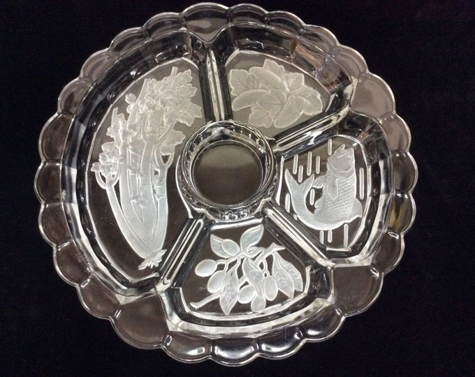 Decorative Tray | Frosted Glass Serving Plate | Vegetable Party Platter