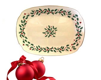 Lenox Holiday Dimensions 15 Inch Oblong Large Christmas Serving Platter