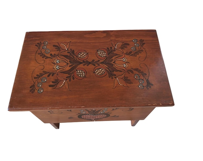 Vintage Storage Bench Seat Dutch Style Hand Painted