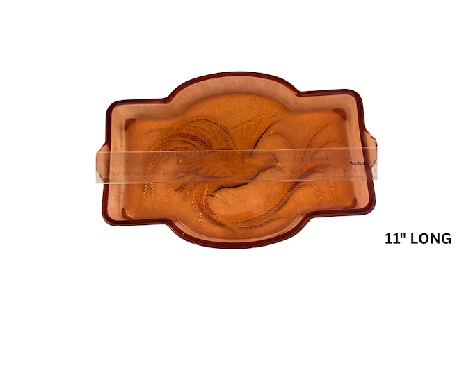 BIrd of Paradise Indiana Glass TIara Empress Pink Dresser Tray