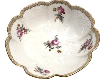 Cuenco vintage de porcelana Lenox China Mayence: centro de mesa floral con oro de 24 quilates