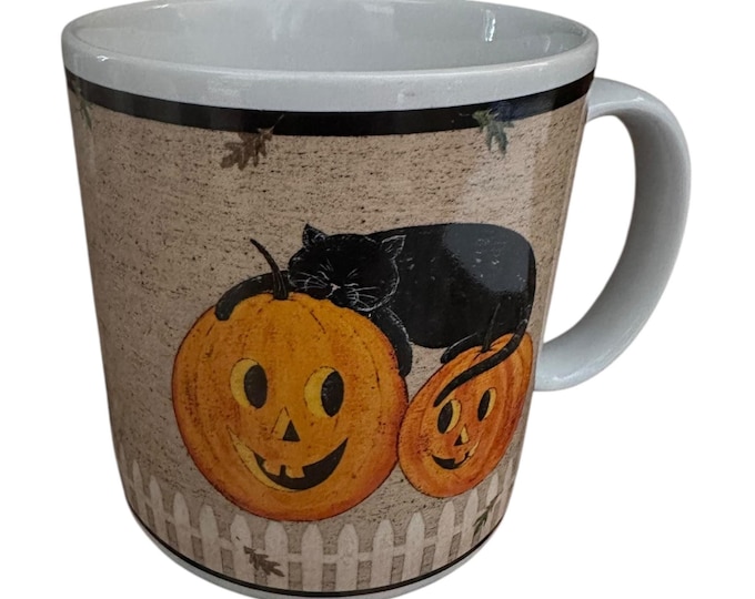 Warren Kimble Pumpkin Dreams Coffee Mug by Sakura Halloween Vintage Stoneware Cup