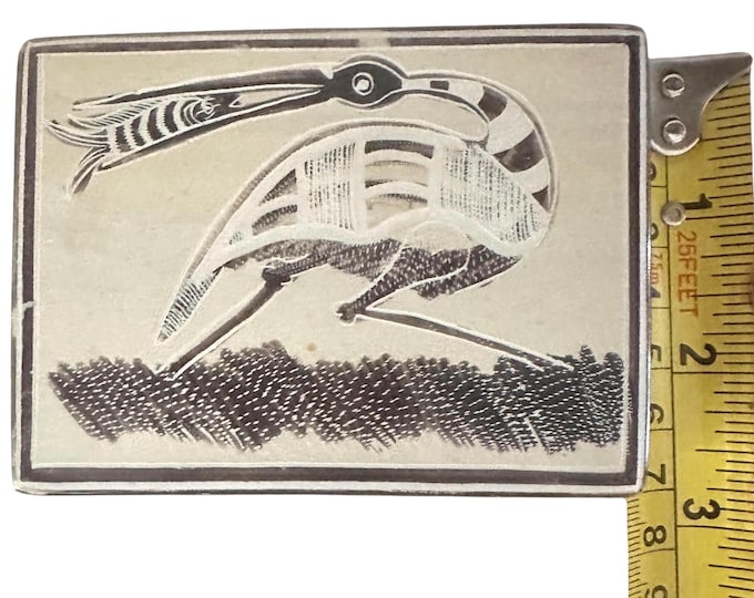 Vintage Ceramic Trinket Box: Southwest Folk Art Bird Design Accent Piece
