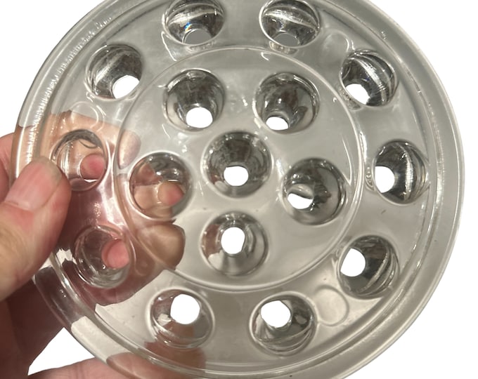 Vintage Clear Glass 16-Hole Flower Frog: Bouquet Holder