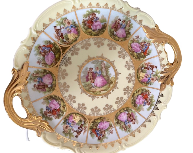 Fragonard Love Story Cake Plate: Midcentury Hutschenreuther Decorative Dish