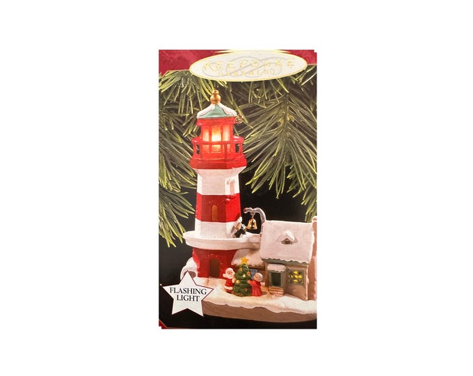 Lighthouse Ornament with Flashing Light, Collector's Series, Holiday Decor, Hallmark Keepsake