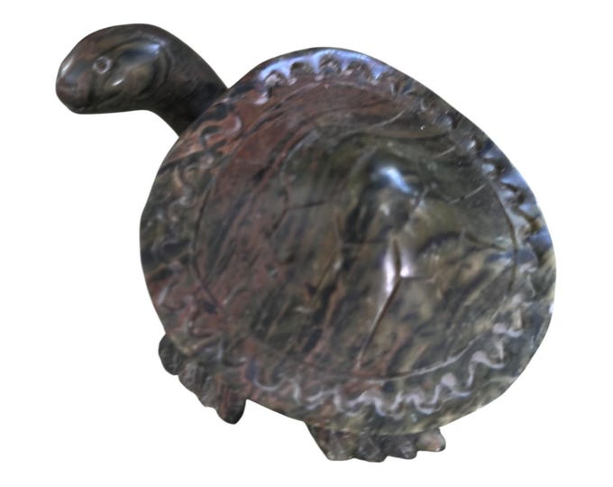 Carved Green Jade Turtle Figurine: Feng Shui Desk Decor