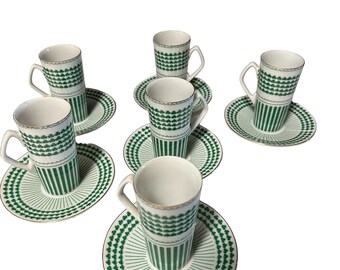 Le Gardo Tackett Schmidt Irish Coffee Mugs | From Neiman Marcus | Shamrock Irish Gifts | Set of 6 Tall Espress Bone China Coffee Mugs
