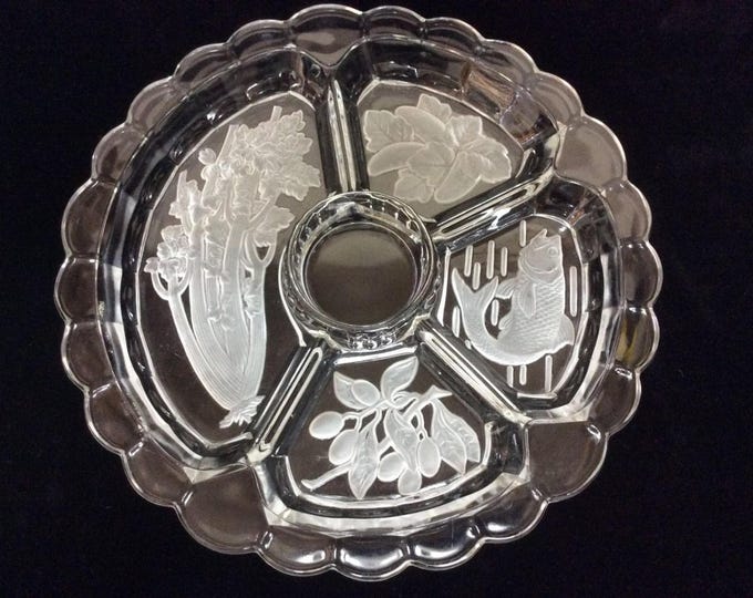Decorative Tray | Frosted Glass Serving Plate | Vegetable Party Platter