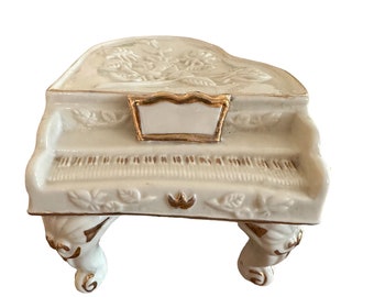 Vintage Piano Music Box | Porcelain Grand Piano