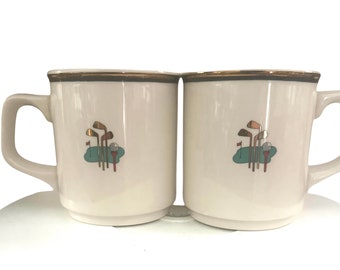 Vintage Golf Mugs by Homer Laughlin | Set of 2 | Gift For Him