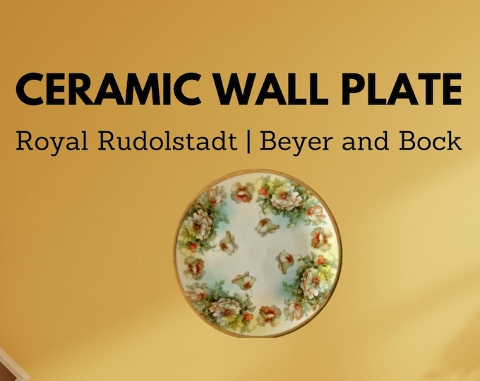 Royal Rudolstadt Prussia Floral Plate: 22k Gold Scalloped Wall Decor