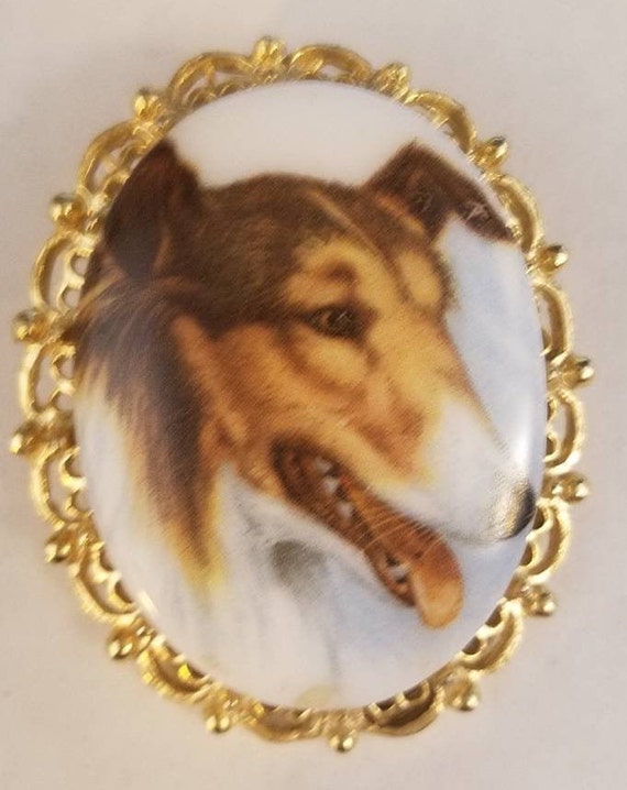 Collie Dog Brooch, Rough Collie Pin