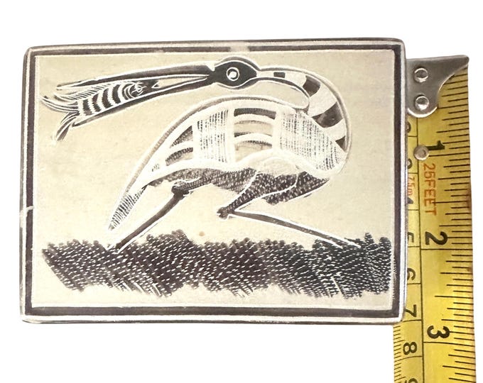Decorative Trinket Box: Southwest Folk Art Heron or Ibis Bird Accent Piece