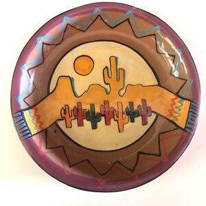 Saguaro Cactus Pottery Plate | Southwestern Decor | Hand Painted