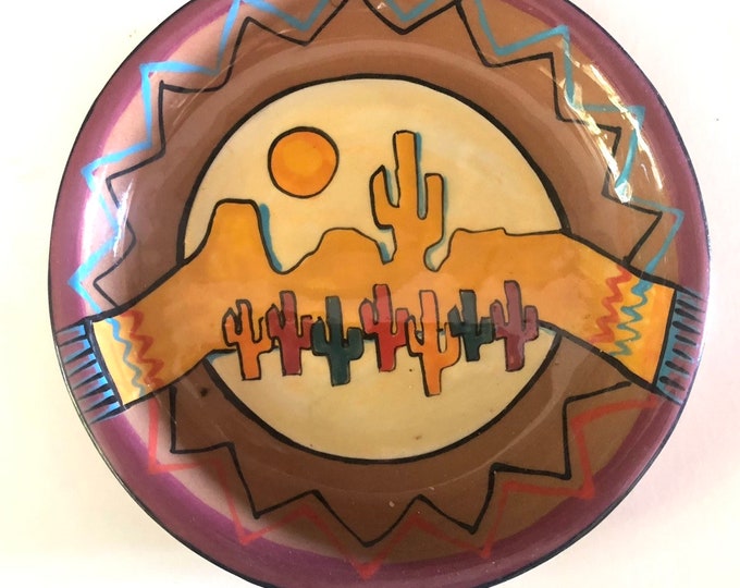 Saguaro Cactus Pottery Plate | Southwestern Decor | Hand Painted