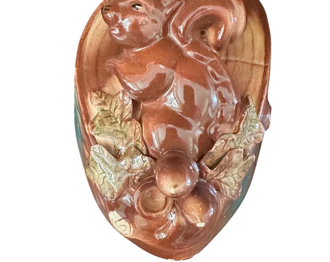 Vintage Schrader Squirrel Wall Pocket: Mid-Century Cabin Decor