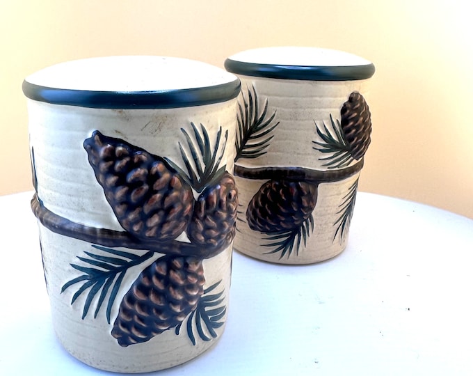 Ceramic Pine Cone Salt and Pepper Shakers: Rustic Cabin Table Decor