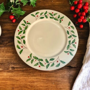 Lenox China Large Christmas Dimensions Ivory Porcelain Cookie Plate Holly and Red Berries image 3