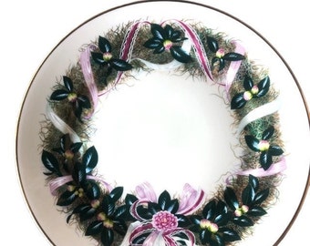 Lenox China Christmas Wreath 11th Annual Plate | Holiday Colonial Wreath Plate South Carolina | Wall Hanging Plate