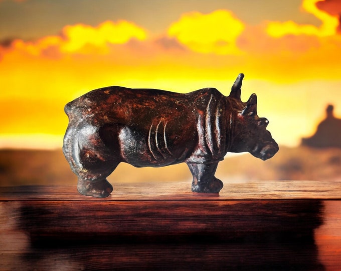 Vintage Solid Bronze Hippo Statue, Cold Painted Animal Figurine, Anniversary Gift