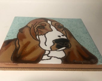 Basset Dog Ceramic Tile Wall Art Pet Memorial Crafted by Pumpkin